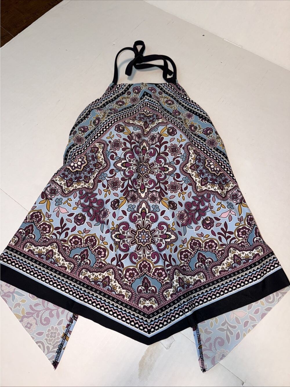 Mossimo Swim Tankini Top Large Tie Back Removable Padding Halter Primrose Print